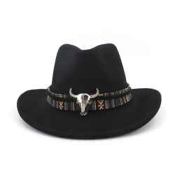 Cowboyhatt Stetson Style Summer Western Ridning Bred Brätte Cap Black