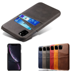 Kortholder Iphone 12 Case Mobiltelefon Cover Stik til oplader hovedtelefoner - Mørkebrun iPhone 12 / 12 Pro