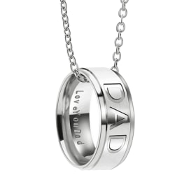 Halsband med berlock ring med texten DAD smycke present silver