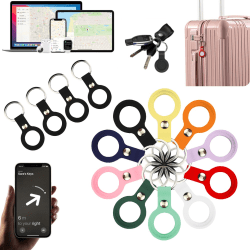 4-pack AirTag skal nyckelring design fodral se i Iphone / Ipad - SVART LJUSGRÖN BLÅ RÖD 4-pack