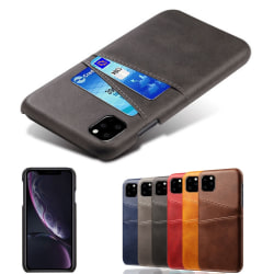 Kortholder Iphone 11 Case Mobiltelefon Cover Stik til oplader hovedtelefoner - Mørkebrun iPhone 11