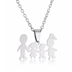 Halsband med berlock figurer familj dotter son smycke silver