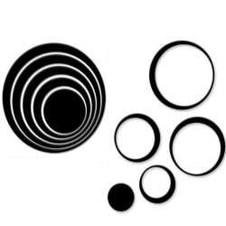 5 dekorativa cirklar i olika storlekar att fästa på vägg, svart Svart
