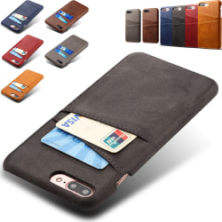 Iphone 7 Plus 8 Plus + skydd skal fodral kort visa mastercard - Mörkbrun iPhone 7+/8+