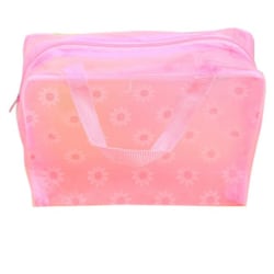Sminkväska / necessär i plast, blommigt mönster rosa