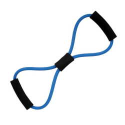 Blått träningsband som är elastiskt, blå blå