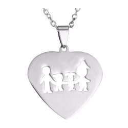 Halsband med berlock hjärta med familj smycke son dotter silver