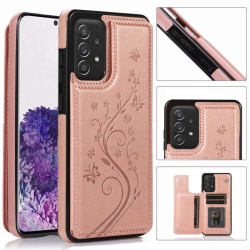 Samsung A52/A52s - Solid® Stöttåligt Läder skal Korthållare Rosé PinkGold Samsung Galaxy A52/A52s