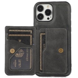 iPhone 11 - Solid® Stöttåligt Läderskal Med kortfack Svart Black iPhone 11