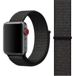 Nylon Armband Apple Watch 42/44/45 Sportloop Kardborreband Svart Black Svart
