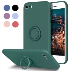 iPhone 7/8/SE - Silikonskal Magnetisk Ringhållare Välj Färg Transparent Blå