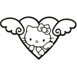 Väggdekor - Hello Kitty i hjärtan svart