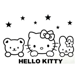 Väggdekor - Hello Kitty med vänner svart
