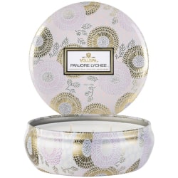 Voluspa 3-Wick Candle Decorative Tin Panjore Lychee 340g Pink