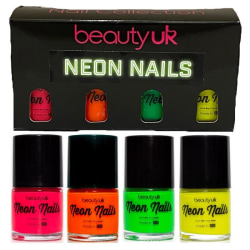 Beauty UK Neon Nail Polish Set 1 4x9ml Transparent