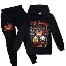 Kids Five Nights At Freddy's Tracksuit Set Long Sleeve Hoodies Hooded Sweatshirt Top Pants Fnaf Casual Outfits Activewear Gift Black 11-12 Years