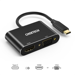 USB-C till HDMI + VGA-adapter 4K UHD för MacBook / Pro Chromebook Pixel, Galaxy S8/S8 Plus black