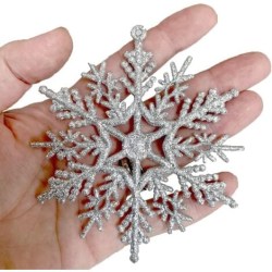 20st juldekorativa snöflingor till julgran - Diameter: 10cm - Silver