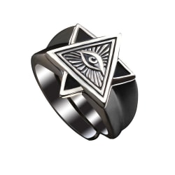 Vintage Silverfärgad Davidsstjärna Eye Of Horus Ring för män Amulet Casual Smycken
