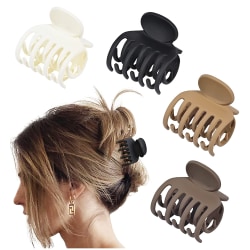 Hårklämmor med dubbla rader för tunt hår 4-pack 4,5 cm tjocka, matta och halkfria korta hårtillbehör för kvinnor och G
