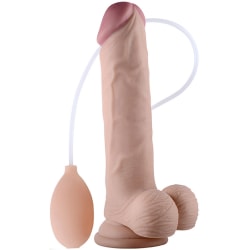 LoveToy: Soft Ejaculation Cock with Balls, 23 cm Ljus hudfärg