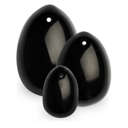 La Gemmes: Yoni Egg Set, Black Obsidian (S-M-L) Svart