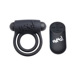 XR Brands Bang: Silicone Cock Ring & 28X Bullet with Remote Svart