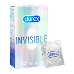 Durex Invisible: Extra Thin, Extra Lubricated, Kondomer, 12-pack Transparent