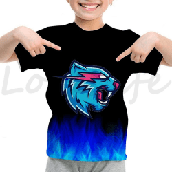 Sommartröja för barn Mr Wolf Beast T-shirt Pojkar Flickor Casual T-shirt Tonåring Lightning Cat Streetwear T-shirt Barnkläder Kids-130 7