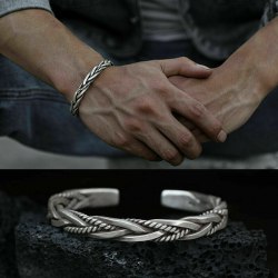 Herr vintage öppen armring i sterling silver handgjord
