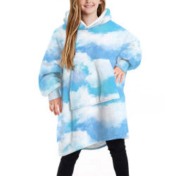 Kid Boy Girls Sweatshirt Oversized hoodie filt Mjuk varm kappa Blue Sky