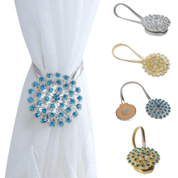 Magnetiska gardinbindningar Crystal Tie Backs Spänne Heminredning - high quality Golden Peacock Blue