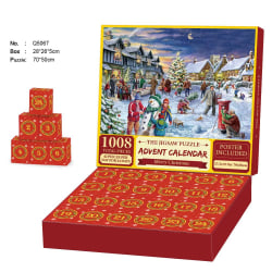 Julepuslespill, 1008 deler adventskalender, puslespill, 24 dagers juleferiepuslespill