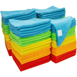 Mikrofiber rengjøringskluter, 8-paks rengjøringskluter, rengjøringshåndklær i 4 fargekombinasjoner, 11,5" X 11,5" (grønn/blå/gul/rosa)