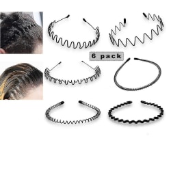 6 Stck Unisex Metall Haarband, Schwarz Spring Wave Haarband, Rutschfestes Elastisches Stirnband Haarbnder Haarreifen Haarschmuck Stirnband Zubehr Fr O