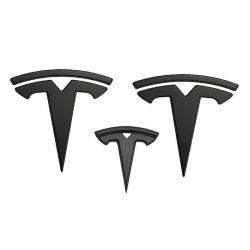 3x matt svart T-logo Hjulmerke Tesla Model Y