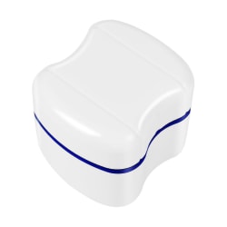 Healifty Denture Box Case Protes Bath Box Case Dental falske tenner Oppbevaringsboks med skyllekurv (blå)