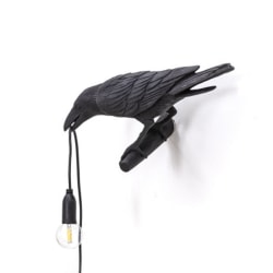 Seletti Bird Modern Italian Vegglampe Svart Hvit Resin Light black right
