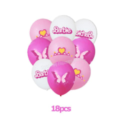 Uusi elokuva Barbie-syntymäpäiväjuhlien sisustus Vaaleanpunaiset teemafiguurit Ilmapallosetti Set Paperilautanen Pehmopaperi Astiat Tarvikkeet Tarvikkeet balloons-18pcs