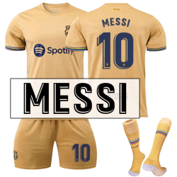 22-23 Messi 10 FC Barcelona fotballdrakter T-skjortesett for barn 26（145-150cm)