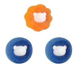 Vaskemaskin Hårfanger Gjenbrukbar hårfjerner Anti-vikle vaskeball Tørketrommel for klær kjæledyrhår (3 stk, blå, oransje)