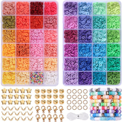 48-farver gør-det-selv-blødt keramik i skiver lerperler smykker smykker fremstilling af mode håndlavet armbånd halskæde smykkeskrin