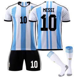 22-23 Argentina landslag Messi No.10 jersey T-skjortesett for barn 26（145-150cm)