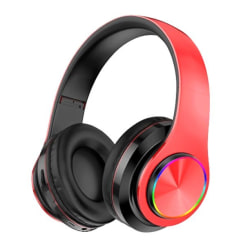 RGB Wireless Bt 5.0 Game Headset hopfällbara hörlurar red-black