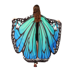 Butterfly Wings för Vuxen Cape Halloween Dansdräkt Blue Green