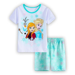 Princess Pyjamas Set för flickor Frozen T-shirt Shorts Set D 3-4 Years