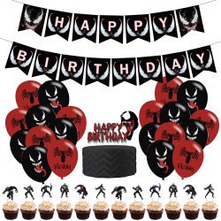 Grattis på födelsedagen Venom-tema Ballonger Kit Cake Toppers