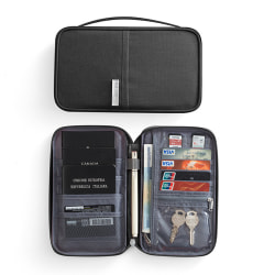 Familjereseplånbok Passhållare Dokumentkortficka Black S