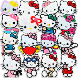 Hello Kitty kläder | 16-pack | Stryka-på Tygmärken