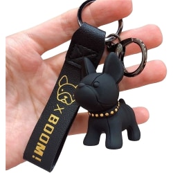 Söt fransk bulldogg nyckelring hänge tecknad skolväska handväska bil nyckelring hänge